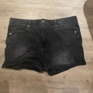 Black High Waist Denim Shorts
